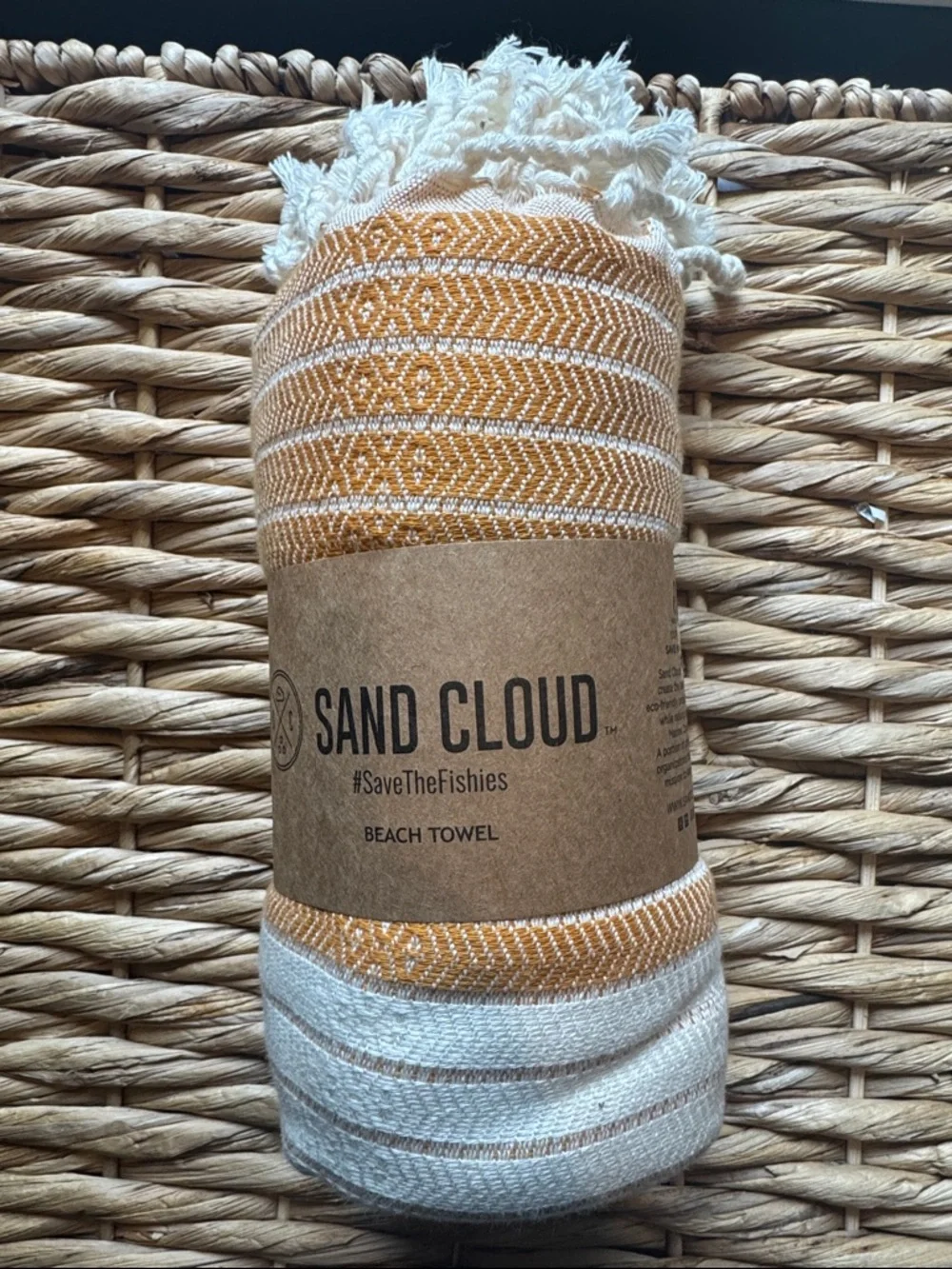 Sand Cloud Mustard & White Turkish Beach Towel
